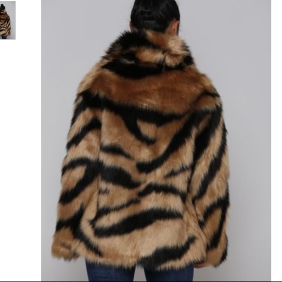 Last One Tiger Print Faux Fur Coat - Picture 2 of 4